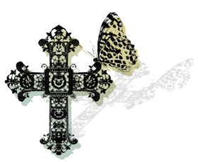 十字架に留まる蝶（12パターン）