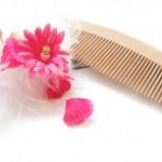 和櫛とピンクの花の髪飾り