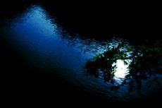 水面に映る月の写真素材