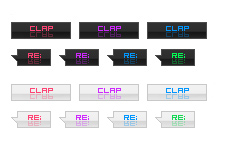 文字が反射するネオンカラーのweb拍手ボタン（透過GIF）（12パターン）