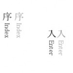 漢字1字とアルファベットの縦書きメニュー（透過PNG）（3パターン）