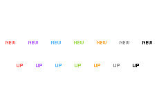 文字が動くNEW／UPボタン（8パターン）（GIFアニメ）